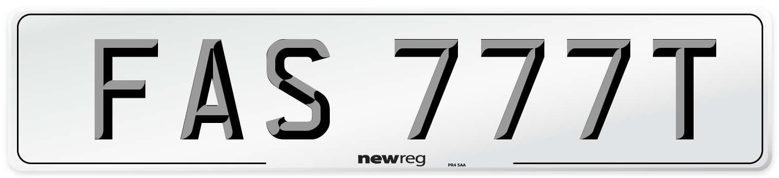 FAS 777T Number Plate from New Reg